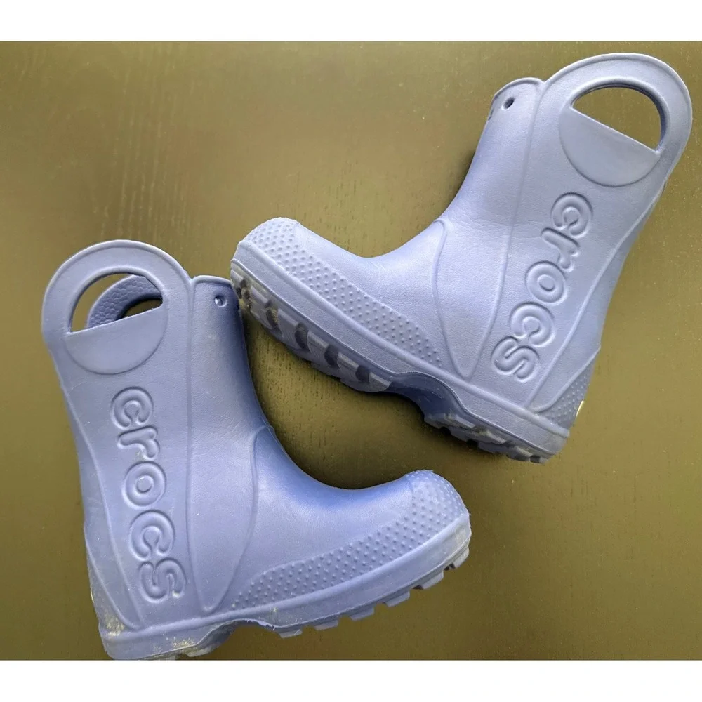CROCS Little Kid Handle It Rain Boot Size C9 Blue Easy On/Off Waterproof Pull-On